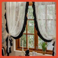 ราคา ✅ฝรั่งเศสย้อนยุคกระจกดอกไม้ลูกไม้สีดําลูกไม้สาวย้อนยุคศาลผ้าโปร่งผ้าม่านหน้าจอหน้าต่าง (27543726167)