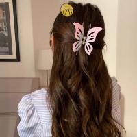 ราคา Transparent Gradient Pink Hair Claw Clip Temperament Bow Hair Clip Large Heart Shark Clip Paradised (28722235085)