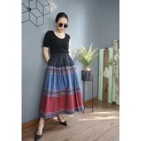 ราคา กระโปรงยาวจีบรอบผ้าขาวม้า (17620507177)