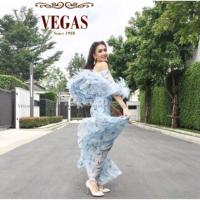 ราคา เดรสขนนกปาดไหล่สีฟ้า ป้ายlalita (1434244693)