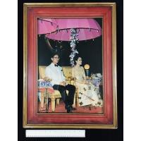 ราคา กรอบรูปนาฬิกาไม้แป้งหลังเต่า ภาพพิมพ์เก่า ไซด์ใหญ่ “ในหลวงและพระราชินี” (12004057335)