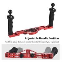 ราคา Localcamera-TH Andoer Dual Handle กล้องแท่นขุดเจาะใต้น้ำมือถือถาดโคลงปรับได้สำหรับ GoPro Canon Sony Nikon DSLR กันน้ำวงเล็บที่อยู่อาศัย (42973710779)