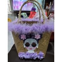 ราคา กระเป๋าสานกระจูด แต่งขนมิ้ง รูปหมวยสวย (7171166901)