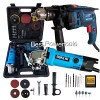 ราคา (แพ็คคู่สุดคุ้ม)BONCHI เครื่องเจียร์ไฟฟ้า ลูกหมู 4 นิ้ว 1050W + สว่านไฟฟ้า 5 หุน 16RE 1350W แถมฟรี!! อุปกรณ์กว่า 30 ชิ้น (6866994479)