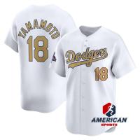 ราคา เสื้อยืดเบสบอล LA Dodgers ลาย Yoshinobu Yamamoto สีขาบ (48552684023)
