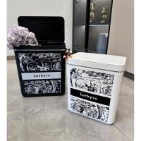 ราคา โชคดีซู ถังขยะ สีดํา - สีขาว ถังขยะมีฝาปิด (41107078289)