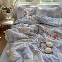 ราคา ชุดเครื่องนอนลูกไม้ลายดอกไม้วินเทจชุดเครื่องนอนฤดูร้อนเย็น (27342666451)