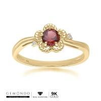 ราคา Gemondo แหวนทองคำ 9K ประดับโกเมนและเพชร ดีไซน์ดอกไม้ (24120969915)