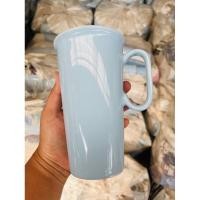 ราคา แก้วน้ำ แก้วเซรามิก ทรงโมเดิร์นวีสูง(สีฟ้า) ปากกว้าง 3.5 นิ้ว สูง 7 นิ้ว (23786673225)