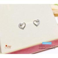 ราคา ต่างหูเงินแท้ แบบก้านเสียบ รูปหัวใจ ประดับเพชร cz CZJEW0215 (2369605135)