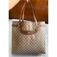 ราคา Gucci Brown Shopper Supreme G G Monogram Canvas Large Tote ของแท้ วินเทจ กุชชี่ กระเป๋ามือสอง แบรนด์เนม (23534829761)