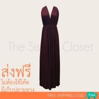 ราคา เดรสออกงาน ชุดออกงาน เดรสราตรีออกงาน ชุดยาว ราตรียาว ชุดinfinity เดรส สีไวน์ สีเบอร์กันดี สีแดงเข้ม มือสอง (23105492369)