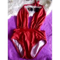 ราคา ชุดว่ายน้ำบอดี้สูทสีแดงเซ็กซี่ ผูกคอ g27 (20053847835)