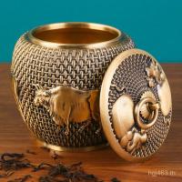 ราคา แคดดี้ชา Baifu.Moisture-Proof ชาจีนกระป๋องชากระป๋องเก็บปิดผนึกกระป๋องทองเหลืองบริสุทธิ์ห้องนั่งเล่นสํานักงาน JZUH (45902532194)