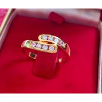 ราคา แหวนเพชร ตัวเรือนสีทอง ตอกโค้ด 750 เพชรน้ำงาม เล่นไฟ ไซส์ 53.5 / 6.5 (42768416221)
