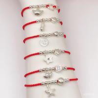 ราคา สร้อยข้อมือและข้อเท้าลายถักเบลล์ เครื่องประดับแบบเกาหลี สีแดงและดำ พร้อมเชือกเงินสเตอร์ลิง CP3S (47352492813)