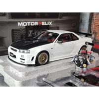 ราคา โมเดลรถR34 1/18 โมเดลรถR34GTR โมเดลรถ Nissan Skyline R34 GT-R BBS White carbon 1:18 MotorHelix Model ราคา ok เลย (47100771812)