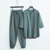 ราคา ชุดยีนส์สไตล์จีนสำหรับผู้ชาย ทำจากผ้าลินินและผ้าฝ้าย สวมใส่ง่ายในฤดูร้อน (46200556891)