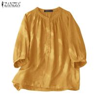 ราคา Zanzea เสื้อเชิ้ต คอกลม แขนสามส่วน จับจีบ สีพื้น สไตล์เกาหลี สําหรับผู้หญิง (25373122697)