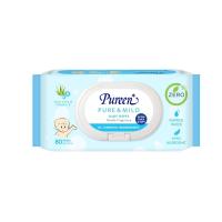 ราคา (GWP) Pureen เพียวรีน เบบี้ไวพส์ สูตรเพียวแอนด์มายด์ 80 แผ่น (27289941916)