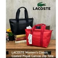 ราคา LACOSTE Women's Classic Coated Piqué Canvas Zip Tote (3243931128)