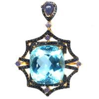 ราคา เข็มกลัดพลอยแท้ สกายบลูโทปาส 26 x 29 mm. ล้อม ไพลิน-น้ำเงิน แทนซาไนท์ เงินแท้ 925 ชุบทอง 18k (24012463757)