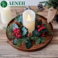 ราคา AENEH เชิงเทียนพวงหรีด, ผลไม้สีแดง Pine เชิงเทียนพวงหรีด, ตกแต่งโต๊ะ 28 ซม. ดอกไม้ประดิษฐ์ Pinecone พวงหรีดงานแต่งงานตกแต่ง (40272787714)