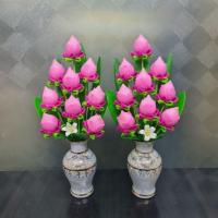 ราคา แจกันดอกบัวตูมพับ 9 ดอก สูง 10 นิ้ว ดอกไม้ไหว้พระ แจกันดอกบัว แจกันไหว้พระ ดอกบัวไหว้พระ (ได้รับดอกไม้ พร้อมแจกัน ตรงปก) (28408321650)