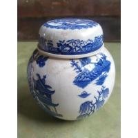 ราคา โถ blue Mason's England made for twinings LTD England ขนาด7x13cm ลายงาเส้นขาว (22354343363)