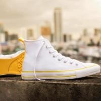 ราคา รองเท้าคอนเวิร์สของแท้ Converse All Star หุ้มข้อรุ่น JUNE hi สีขาวขลิบดำและขลิปเหลือง รุ่นยอดนิยม ความเท่ห์อมตะ (1543024475)