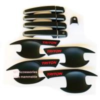 ราคา triton ไทรทัน 2015-2020 เบ้ากันรอย ครอบมือจับ รุ่น4ประตู สีดำโลโก้แดง (3634840143)