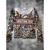 ราคา เสื้อแฟชั่นแขนยาวคอเหลี่ยม พื้นสีขาว ปั๊มลายคริสเตียน dior (28379116339)