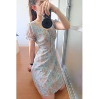 ราคา เดรสลายดอก แขนตุ๊กตา สีเขียวมิ้น (5848605017)