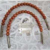 ราคา หูกระเป๋าใช้ทำงานฝีมือติดกระเป๋าหนัง กระเป๋าผ้า กระเป๋าหวาย งาน DIY ทำกระเป๋าใช้เอง หูกระเป๋าลูกปัดไม้สีชมพู (520574607)