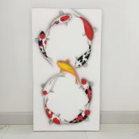 ราคา ภาพวาดปลาคาร์ฟ 8 ตัว ภาพวาดสีน้ำ บนผืนผ้าใบ ขนาด 90 x 50 ซม. สำหรับเสริมฮวงจุ้ย บ้าน อาคาร สถานที่ (19289693630)