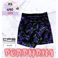 ราคา กางเกงกระโปรง ผ้ากำมะหยี่ cps ไซส์ XS สีดำ ลายดอกสีม่วง แบรนด์แท้ (22630791024)