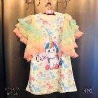 ราคา เสื้อฟรุ้งฟริ้ง ลายยูนิคอร์น สีเหลืองหวานแหวว น่ารักสดใส (3533165945)