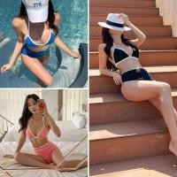 ราคา ชุดว่ายน้ำทูพีช 2 ชิ้น กางเกงเอวสูง เก็บก้นเก็บพุง สีพื้นทูโทน (25213693402)