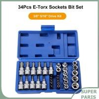ราคา Superparis Superparis 34 ชิ้น E-Torx ซ็อกเก็ตบิตชุดชายหญิง E-torx Bits 3/8 5/16 ไดรฟ์ชุดกล่องเก็บของ (47050149092)