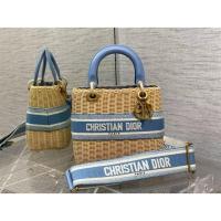 ราคา DIOR Lady Dior หวายทอ Jacquard ผ้าใบ Drawstring เปิดปิดดอกไม้เก่าเต็มพิมพ์กระเป๋าถือ 1432 (28085260356)