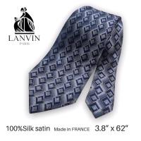 ราคา Necktie : LANVIN Used monogram-pattern silk tie Made in France monogram pattern (18760460148)