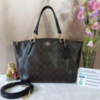 ราคา COACH F28989 SMALL KELSEY SATCHEL IN SIGNATURE CANVAS COLOR : IMITATION GOLD/BROWN/BLACK (1991179419)