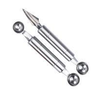 ราคา สแตนเลสขุดผลไม้ลูกแตงโมขุดลูกผลไม้ แผ่นเสียง ลูกฟูกมีดแกะสลักช้อนผลไม้สองหัวใช้เนื้อ (43775086811)