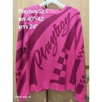 ราคา ไหมพรมPlayboySz.L.อก.40"-42"สีชมพูลายกราฟหิก (24338119445)