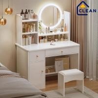 ราคา โต๊ะเครื่องแป้ง LEDโต๊ะเครื่องแป้งไม้ โต๊ะเครื่องแป้งไม้สีขาว สไตล์เกาหลี ไตล์มินิมอล (41409958990)