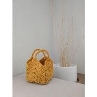 ราคา กระเป๋าถัก ไหมผ้ายืด(สีเหลืองมัสตาร์ด) (17201194297)