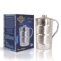 ราคา Indian Art Villa Steel Copperเหยือกน้ำทองแดง ภายนอกสแตนเลส 1.5 ลิตร กระติกน้ำทองแดง ขวดทองแดงอินเดีย (40462852139)