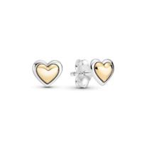 ราคา Pandora ของแท้domed golden heart stud earrings พร้อมส่งแถมอุปกรณ์ full set (42111189102)
