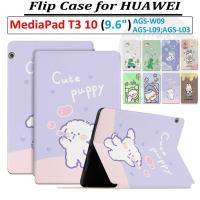 ราคา เคสหนัง PU ฝาพับ ลายการ์ตูนน่ารัก คุณภาพสูง สําหรับ Huawei MediaPad T3 10 9.6 นิ้ว MediaPad T AGS-L09 AGS-W09 AGS-L03 (23942851897)