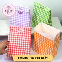 ราคา [มูลค่าสูงสุด] คอมโบถุงของขวัญกระดาษ 10 ใบลายตารางหมากรุกถุงกระดาษห่อของขวัญ (55800746753)